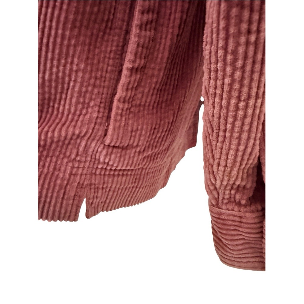LL Bean Womens Corduroy Button Up Shirt Shacket L 512434 Dusty Rose Pockets - Picture 6 of 11